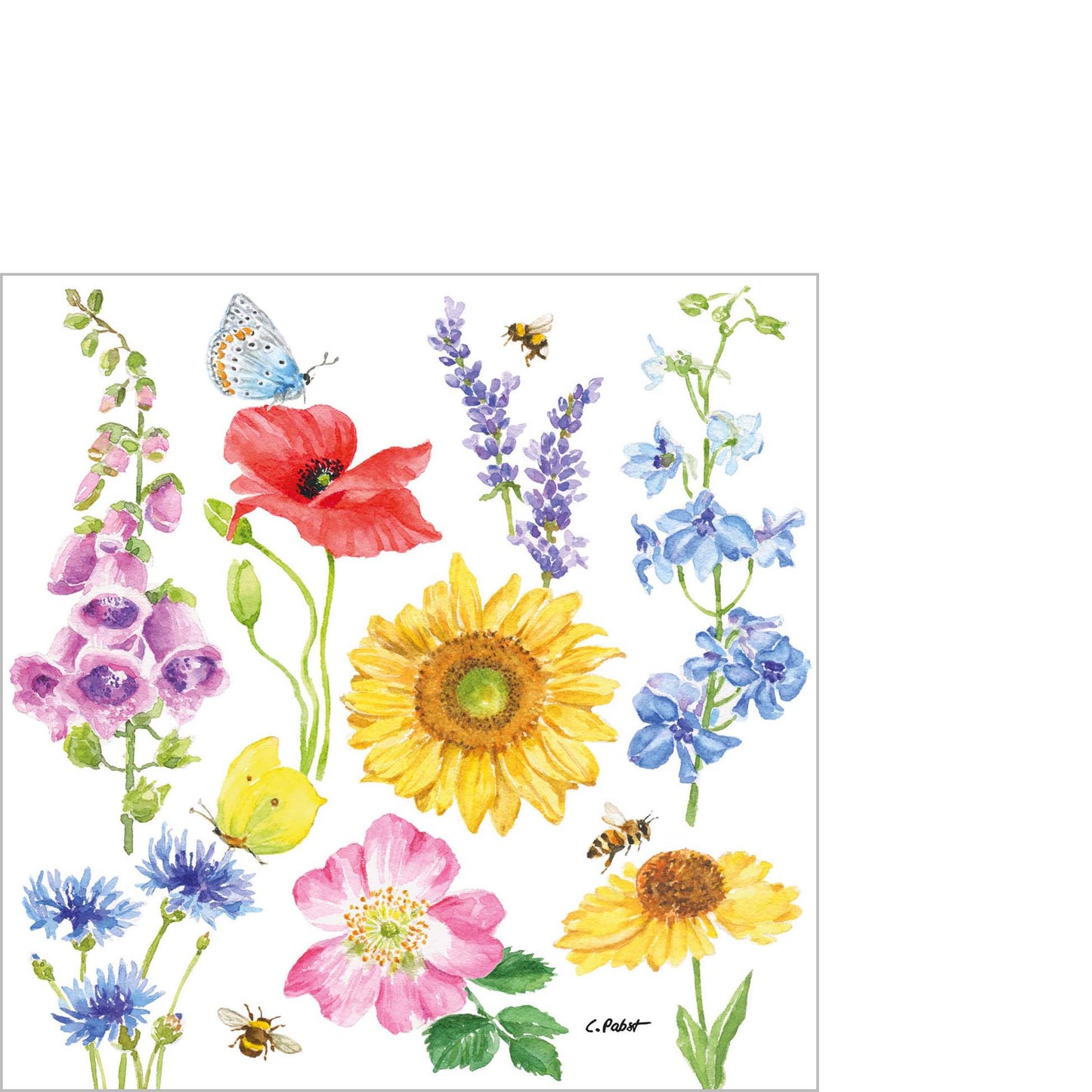 Kleine Serviette - Flowers & Bees