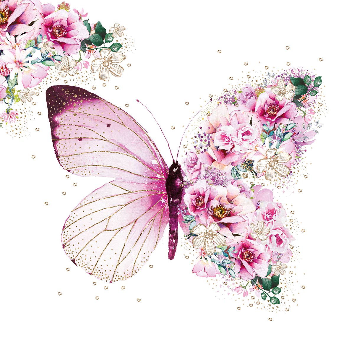 Serviette - Butterfly Flowers