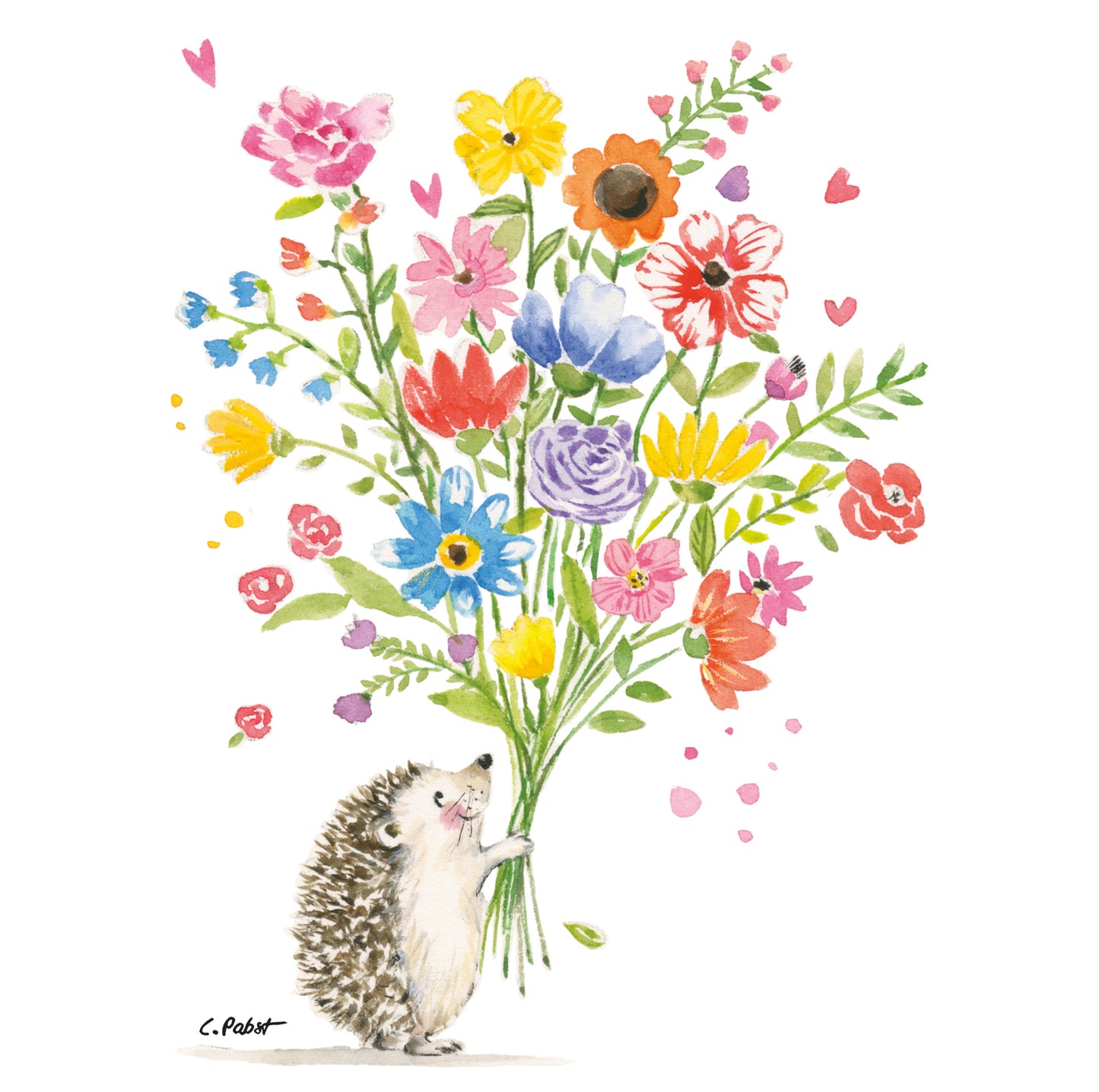 Napkin - Hedgehog with flowers