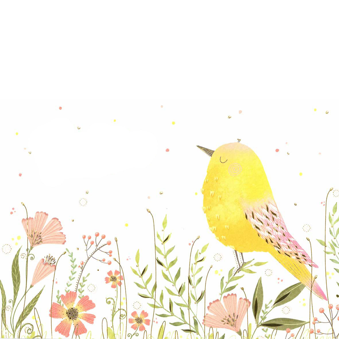 Serviette - Bird yellow