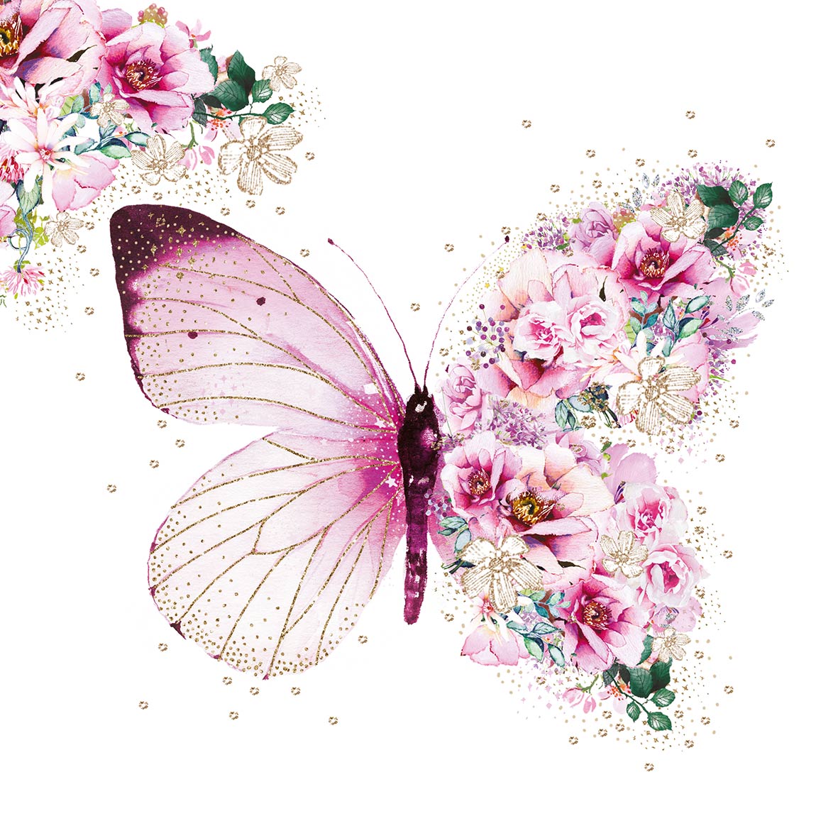 Serviette - Butterfly Flowers