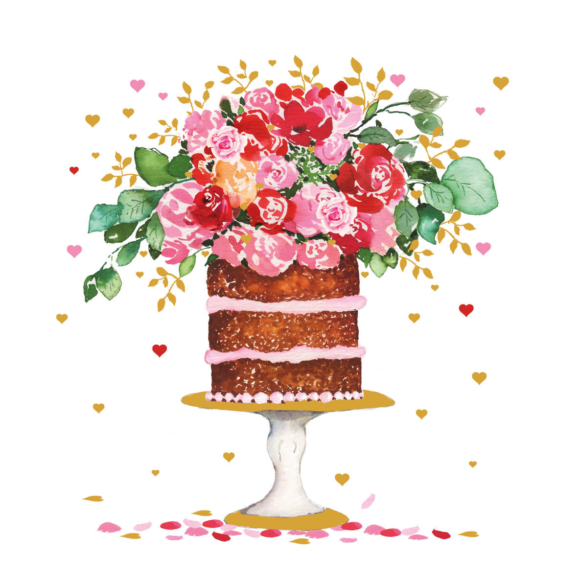 Serviette - Cake & Flowers