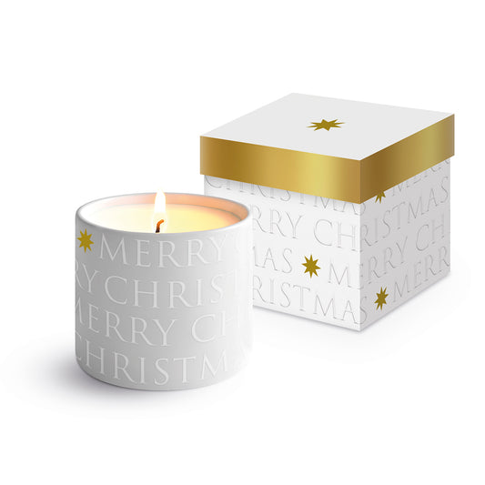 Kerze - Christmas embossed pearl