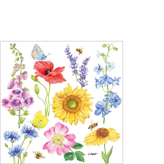 Kleine Serviette - Flowers & Bees
