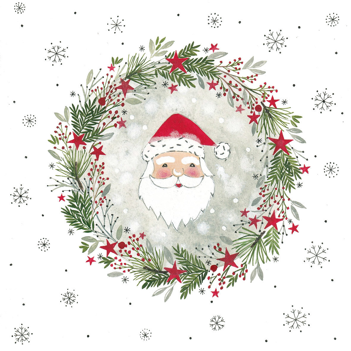 Serviette Wreath & Santa 33x33cm