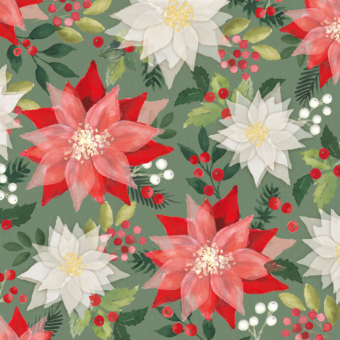 Serviette Merry Poinsettia 33x33cm