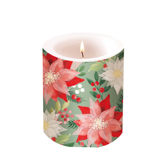 Kerze Merry Poinsettia klein